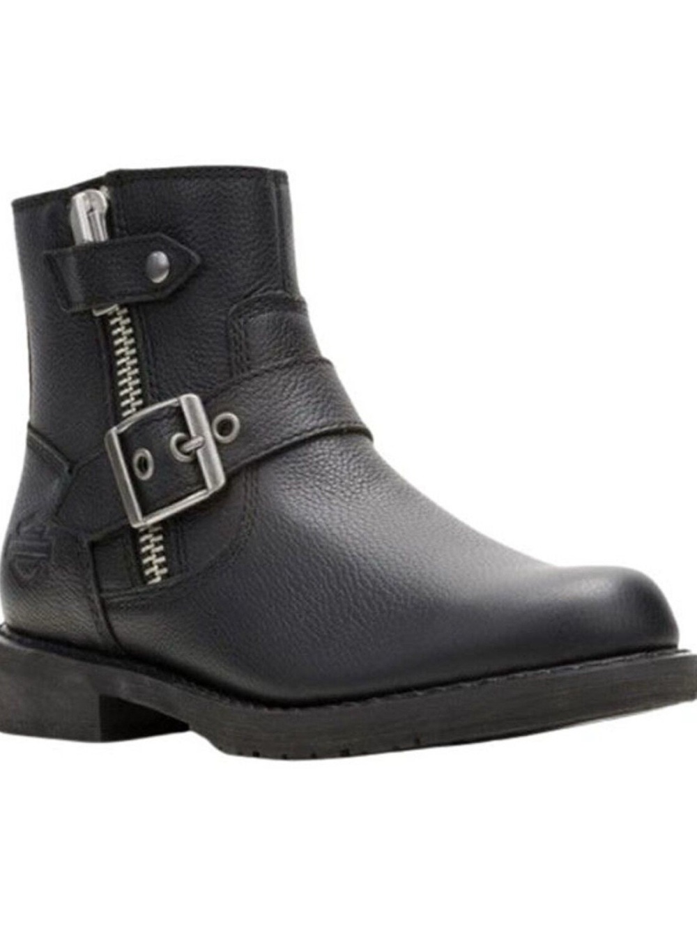 Harley-Davidson Black Leather Zip & Buckle Ankle Boot Women’s 9